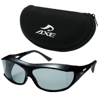 AXE [アックス] 偏光 オーバーグラス ポラライズド オーバーサングラス [SG-605P-BK] ケース [AX-26] セット SG-605 偏光サングラス オーバー 偏光グラス メガネの上からサングラス 釣り ドライブ 運転