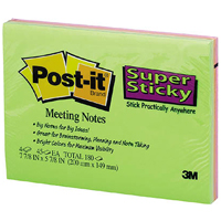 3M 強粘着 付き 箋 Post-it [ポスト・イット] ミーティングノート 4色パック 文具