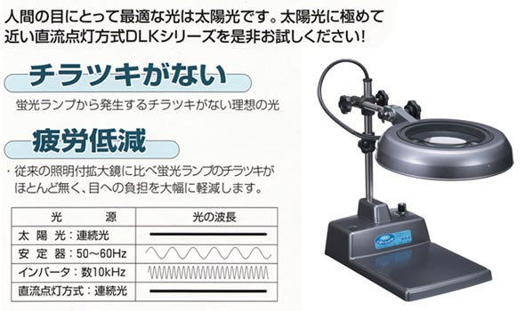 テーブルスタンド式照明拡大鏡 DLK-B 2倍