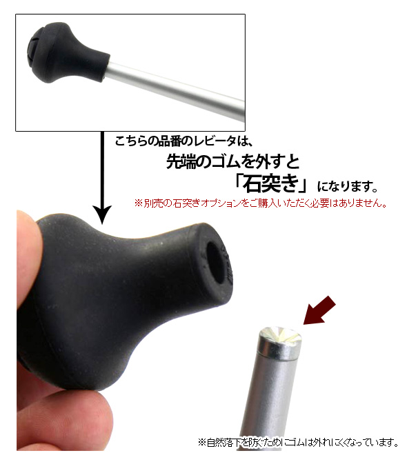 ゴムを外すと石突きを使用できます