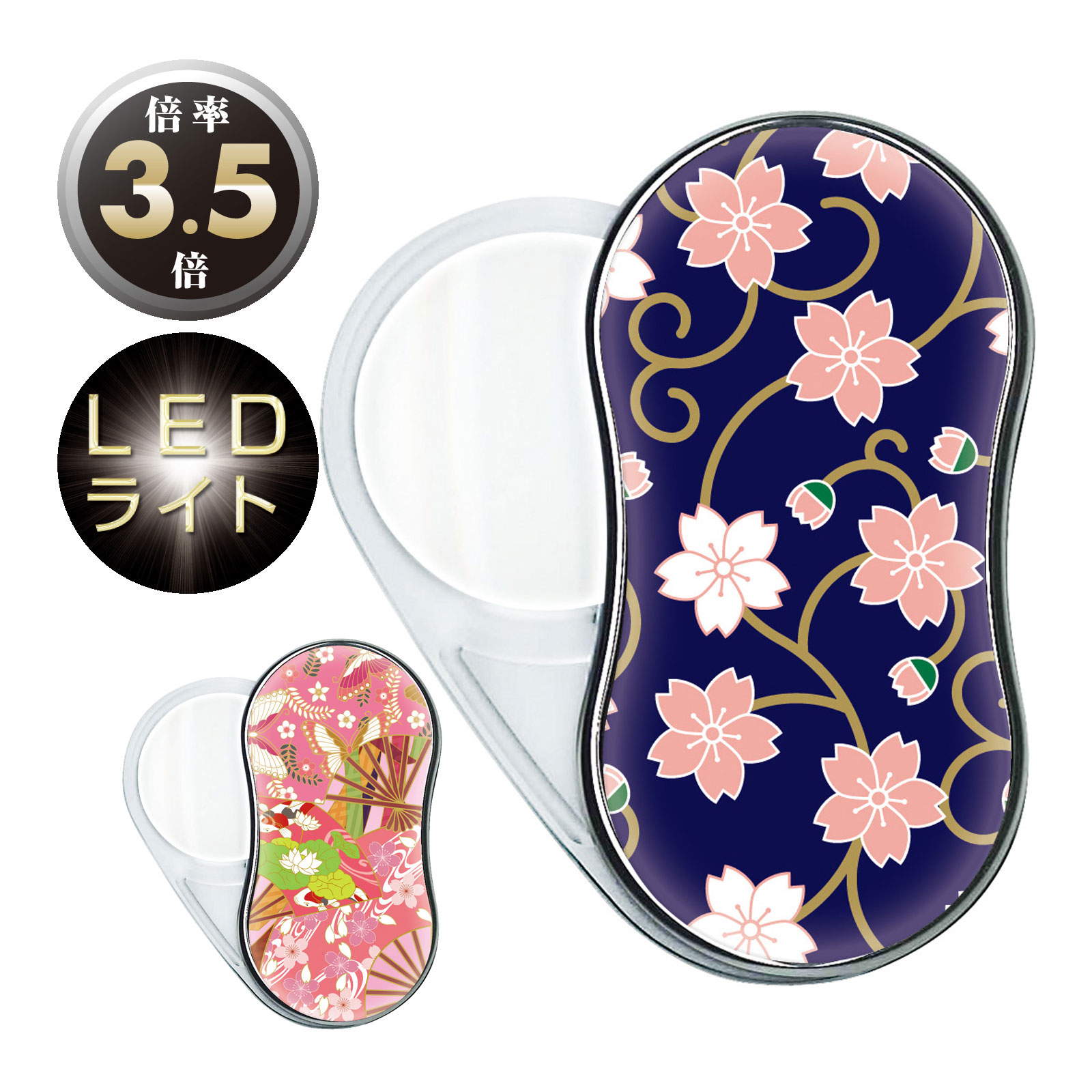 LEDスウィングルーペ 和柄 ルーペ 3.5倍 ライト 携帯 虫眼鏡 拡大鏡 ポケットルーペ おしゃれ コンパクト プレゼント
