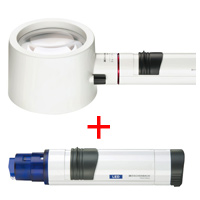 虫眼鏡 置き型 ライトルーペ [system vario plus] ヘッド+LEDライト付グリップのセット 3倍 80mm 155994 