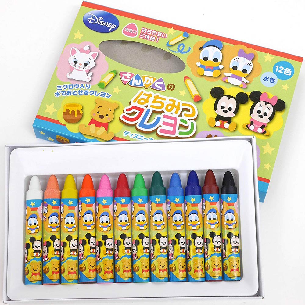クレヨン はちみつくれよん 12色 ディズニー オールスターズ 三角軸 くれよん 文具 ディズニー 幼児 Disney ルーペスタジオ