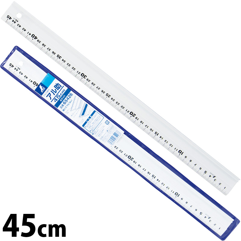 アルミ直尺 アル助 45cmホワイト 65426 シンワ測定 定規 スケール シンワ 計測 アルミ 45cm すべり止め