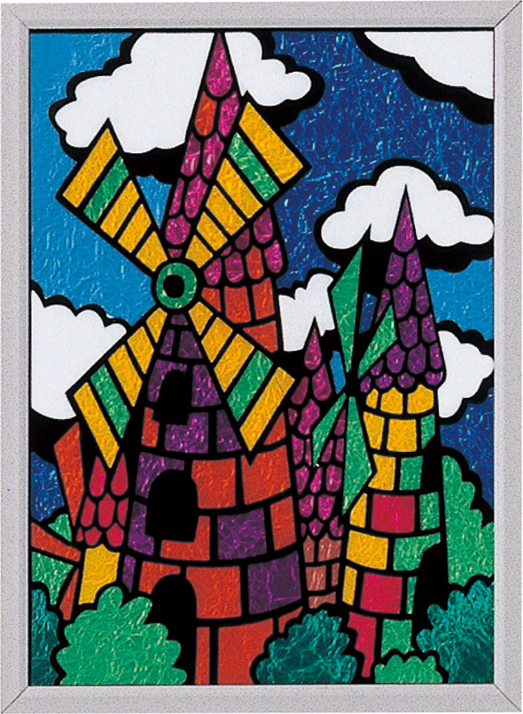 Bーニューステンドグラス プラ額・カッター付 図工 美術 画材 学校 教材 夏休み 宿題 小学生 中学生 クリスマス