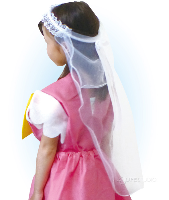 ヒラヒラヴェール キッズ 子供 女の子 衣装 仮装 手作り 発表会 学芸会 お遊戯会 劇 文化祭 プリンセス お姫様 コスプレ ベール 帽子 ドレス 小物 コスプレ クリスマスプレゼント ルーペスタジオ