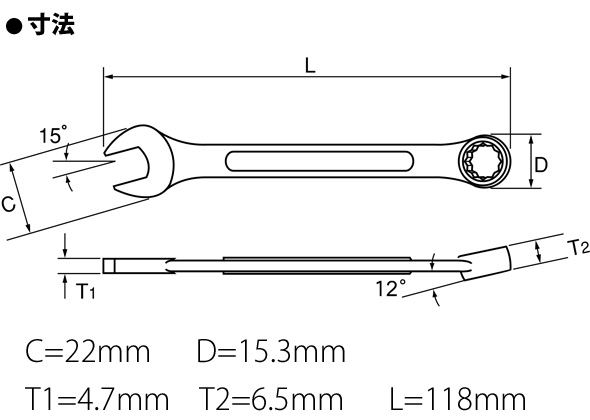 15° コンビネーションスパナ JIS 10mm [パネルタイプ] CP0010 旭金属 