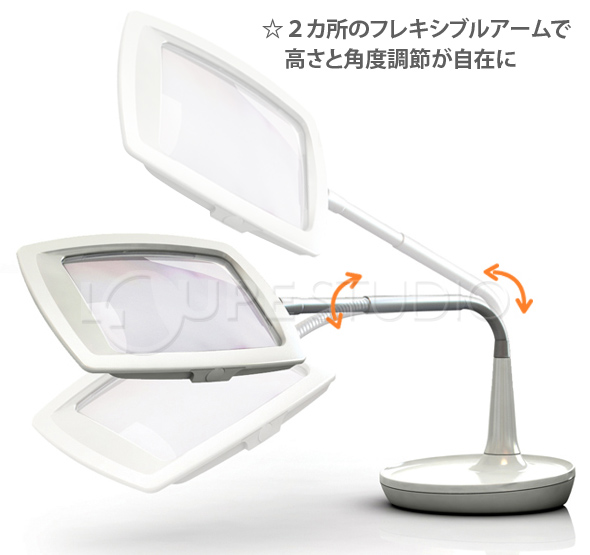 スタンドルーペ LEDライト付き 2倍 155×110mm 非球面レンズ 虫眼鏡 