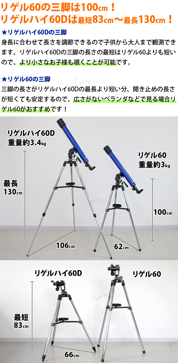 リゲルハイ60Dとリゲル60の比較 