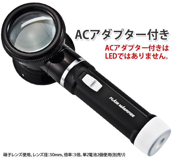 ライト付フラッシュルーペ50mm5倍全体画像 